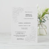 Faux Embossed White Roses Bridal Shower Invitation 招待状 (スタンド正面)