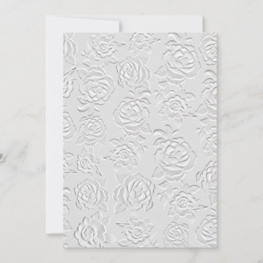 Faux Embossed White Roses Bridal Shower Invitation 招待状 (裏面)