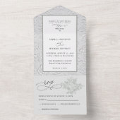 Faux Embossed White Roses Wedding  オールインワン招待状 (内側)