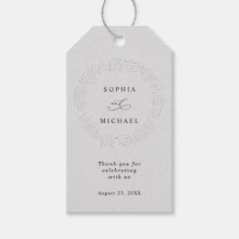 Faux Embossed White Roses Wedding Gift Tag ギフトタグ