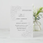 Faux Embossed White Roses Wedding Invitation 招待状 (スタンド正面)