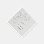 Faux Embossed White Roses Wedding Napkins スタンダードカクテルナプキン (角)