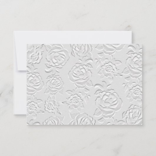 Faux Embossed White Roses Wedding RSVP Card (裏面)