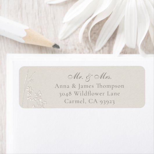 Faux Embossed Wildflowers Classic Wedding Response ラベル (インサイチュ)