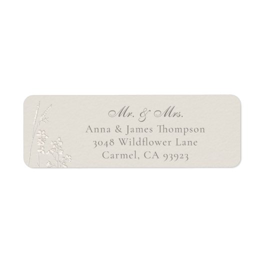 Faux Embossed Wildflowers Classic Wedding Response ラベル (正面)