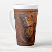 Faux Embossed Wood Butterfly カフェラテマグ (左アングル)