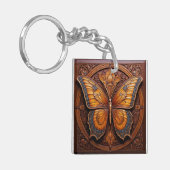 Faux Embossed Wood Butterfly キーホルダー (正面左)
