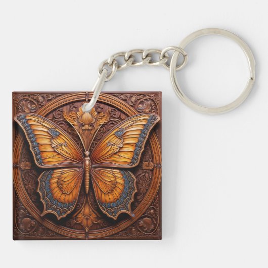 Faux Embossed Wood Butterfly キーホルダー (裏面)