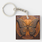 Faux Embossed Wood Butterfly キーホルダー (正面)