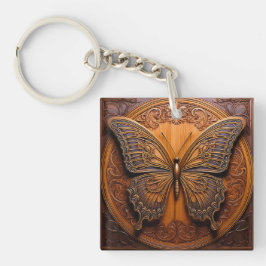 Faux Embossed Wood Butterfly キーホルダー