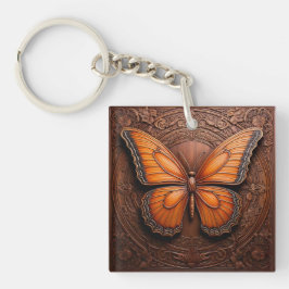 Faux Embossed Wood Butterfly キーホルダー