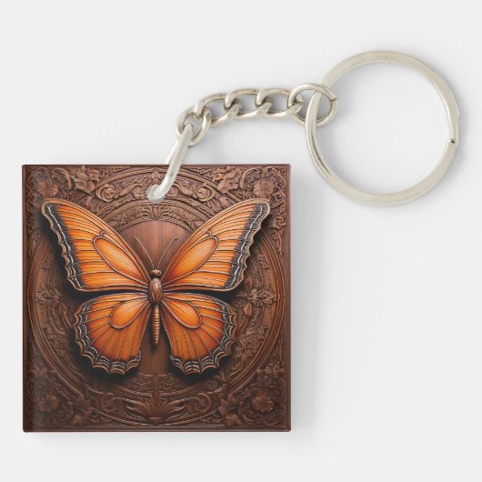 Faux Embossed Wood Butterfly キーホルダー (裏面)