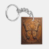Faux Embossed Wood Butterfly キーホルダー (正面左)