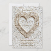 Faux Embroidery Timeless Lace Heart Formal Wedding 招待状 (正面)