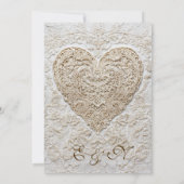 Faux Embroidery Timeless Lace Heart Formal Wedding 招待状 (裏面)