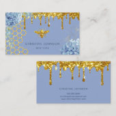 faux glitter bee and flowers Business Card 名刺 (正面/裏面)