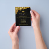 faux glitter bee honeycomb black background チラシ (手)