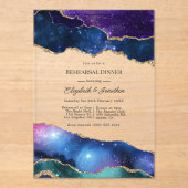 Faux Glitter Celestial Agate Rehearsal Dinner アクリル招待状 (正面)