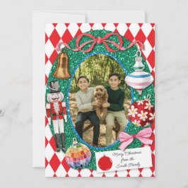 Faux Glitter Christmas Ornaments Card  シーズンカード