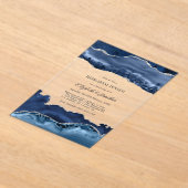Faux Glitter Navy & Silver Agate Rehearsal Dinner アクリル招待状 (レイダウン)
