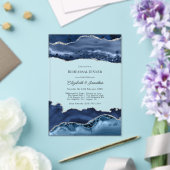 Faux Glitter Navy & Silver Agate Rehearsal Dinner アクリル招待状 (インサイチュ (ウェディング))