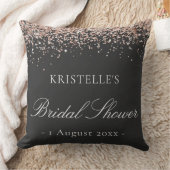 Faux Glitter Pink Black Bridal Shower Personalized クッション (ブランケット)
