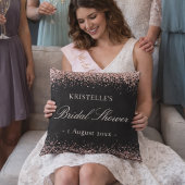 Faux Glitter Pink Black Bridal Shower Personalized クッション