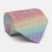 Faux Glitter Rainbow Leopard Print Neck Tie ネクタイ (ロール)