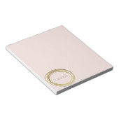 Faux Gold Abstract Circle Design Blush Pink Name ノートパッド (アングル)