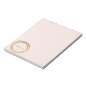 Faux Gold Abstract Circle Design Blush Pink Name ノートパッド (回転)