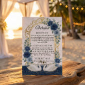 Faux Gold Arch & Marble Navy Blue Floral エンクロージャーカード