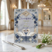 Faux Gold Arch Navy Blue Swan Marble Effect サンキューカード