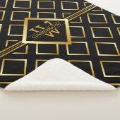 Faux Gold Axis Monogram –Black and Gold - Medium シェルパブランケット (3/4)