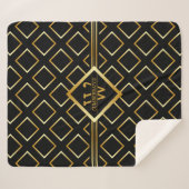 Faux Gold Axis Monogram –Black and Gold - Medium シェルパブランケット (正面(横))