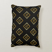 Faux Gold Axis Monogram – Black & Gold アクセントクッション (裏面(縦))