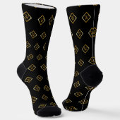 Faux Gold Axis Monogram – Black & Gold ソックス (傾斜あり)