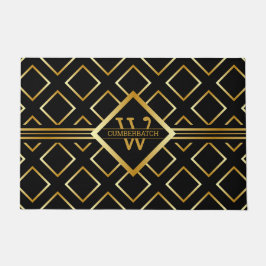 Faux Gold Axis Monogram – Black & Gold ドアマット