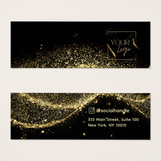 Faux Gold black Glitter logo Earring Display Card (正面&裏面)