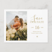 Faux Gold | Chic Minimal Save the Date Photo  ポストカード (正面)