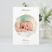 faux gold circle Baptism small thank you card   招待状 (スタンド正面)