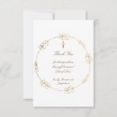 faux gold circle Baptism small thank you card   招待状 (裏面)