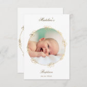 faux gold circle Baptism small thank you card   招待状 (正面/裏面)