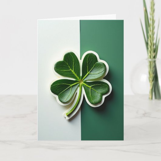Faux Gold Clover Good Luck Card カード (正面)