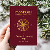 Faux Gold Compass Travel passport destination 招待状