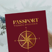 Faux Gold Compass Travel passport destination 招待状