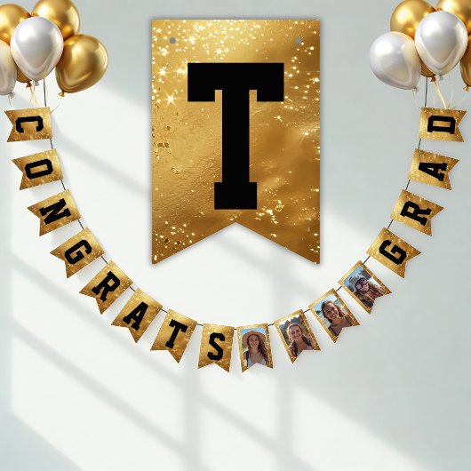 Faux Gold CONGRATULATIONS! sparkling Party バンティングフラッグ