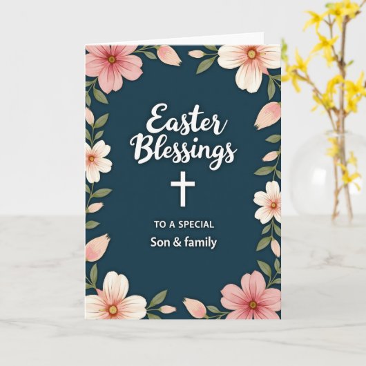 Faux Gold Easter Blessings Card カード (黄色い花)