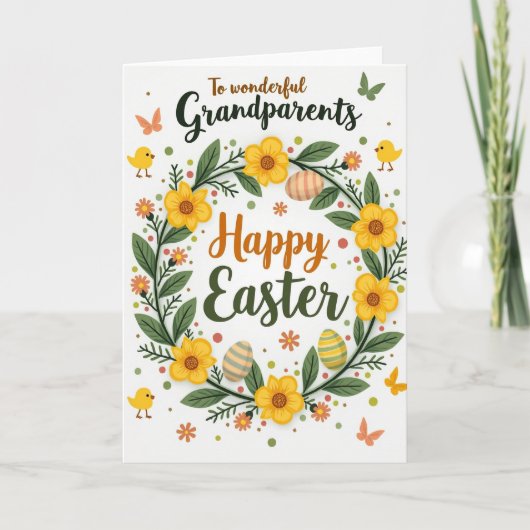 Faux Gold Easter Grandparents Card カード (正面)