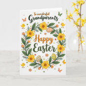 Faux Gold Easter Grandparents Card カード (黄色い花)