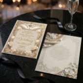 Faux Gold Embossed Baroque Swan Fairytale  Wedding 招待状